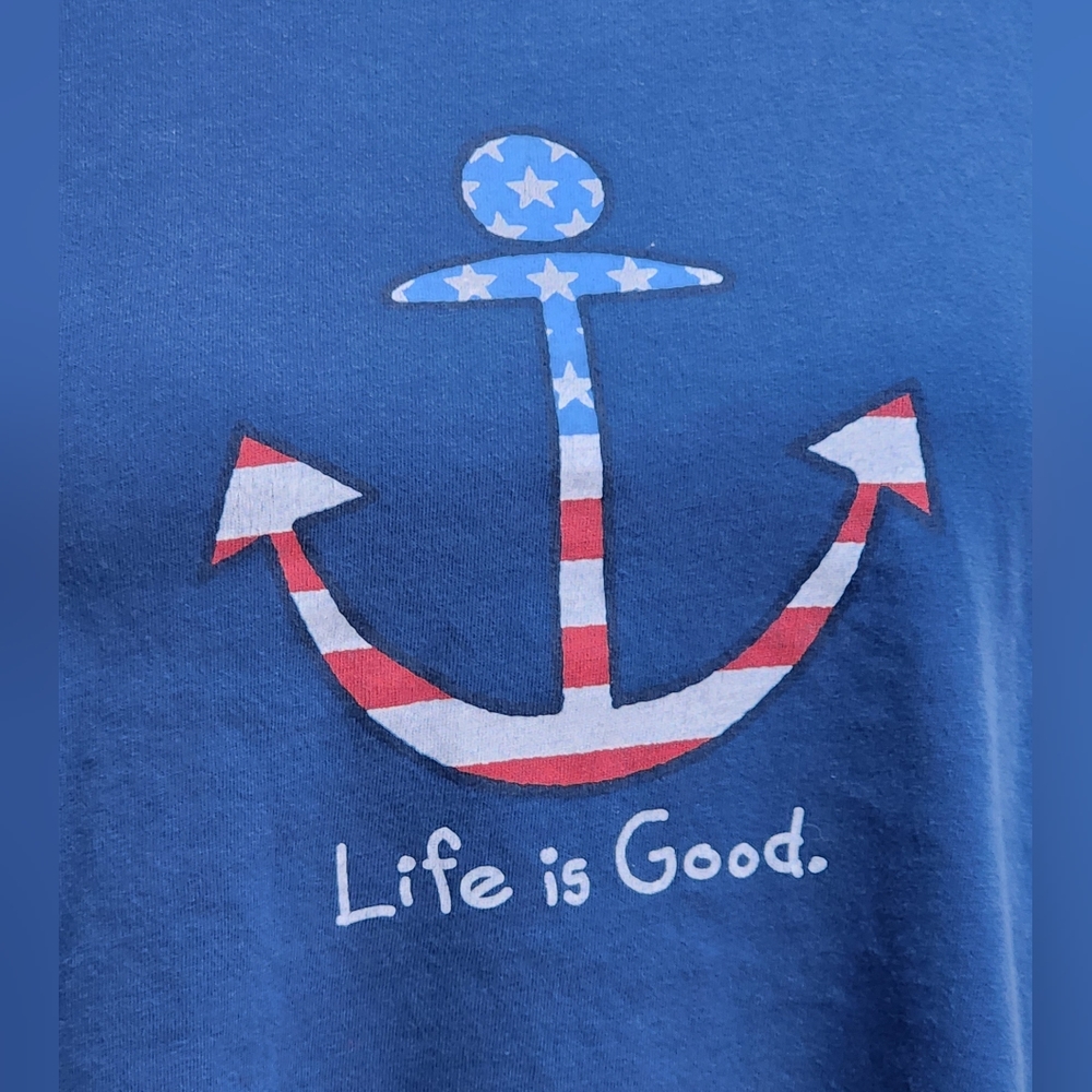 Life is Good Women's Americana Anchor Classic Fit Sleeveless Tank Top Size L